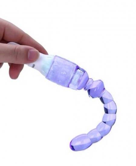 Uzun Mor Renkli Kıvrımlı Dildo Vibratör